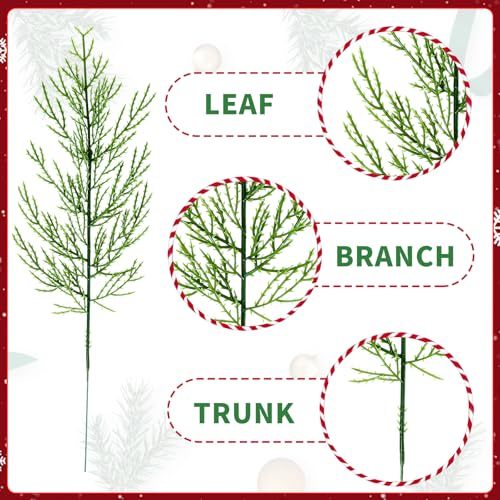 US Local NOVWANG 60 Pcs Artificial Pine Branches, Artificial Cedar Stems And Artificial Snow Pine Branches For Christmas Decoration Christmas Picks For DIY Garland Craft Family Kitchen Holiday Decoration