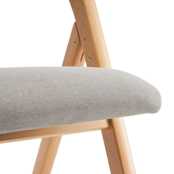 US Local 2pcs Solid Wood Folding Backrest Curved Beige Cushion Wood Colour Exhibition Chair 54X47X81cm Rubberwood