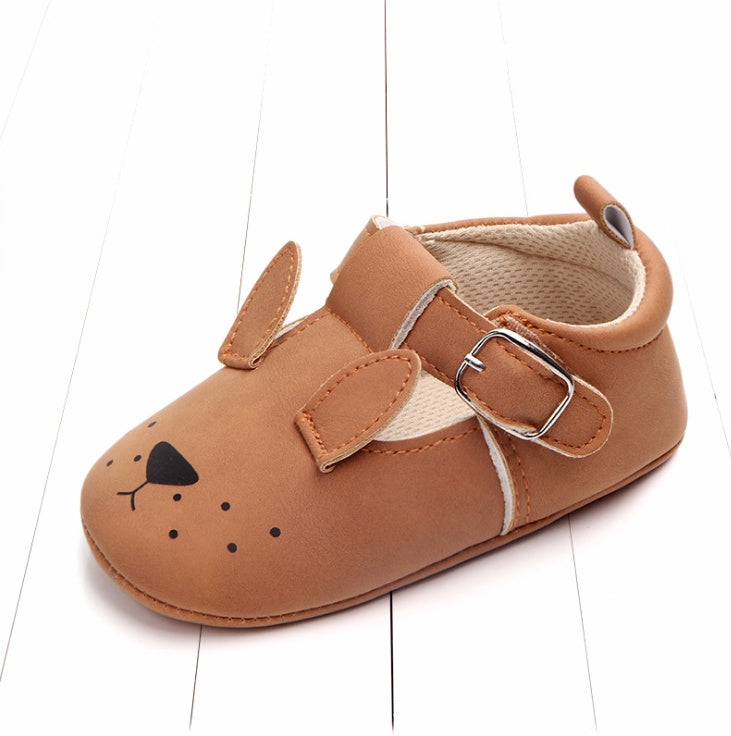 US Local Spring and autumn cartoon animal baby shoes matte leather non-slip soft bottom