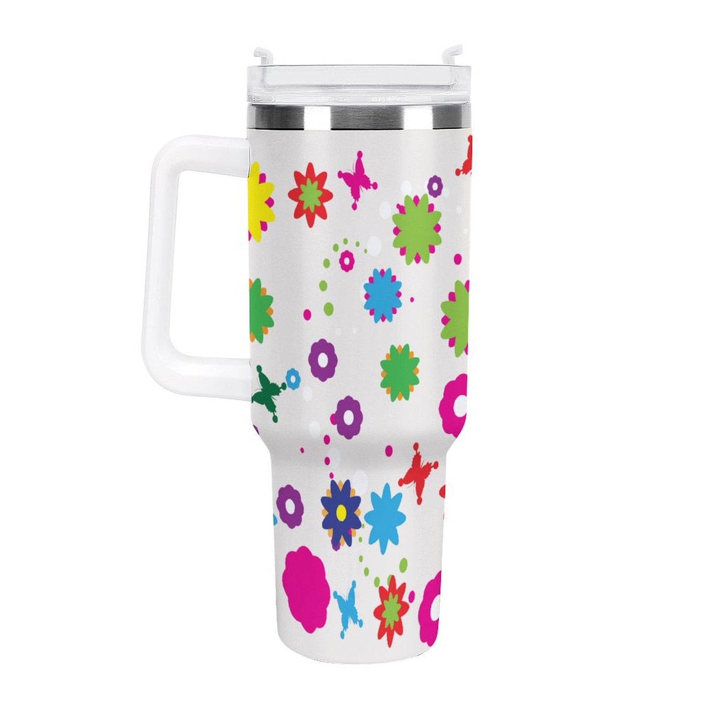 PHDT00498 POD US Local Tumbler 40oz Large Capacity Car Cup Texture, Flower
