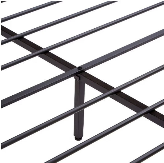 US Local Full Size Metal Platform Bed Frame With Wooden Headboard And Footboard With USB LINER