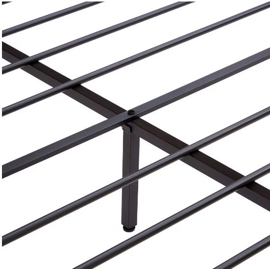 US Local Full Size Metal Platform Bed Frame With Wooden Headboard And Footboard With USB LINER