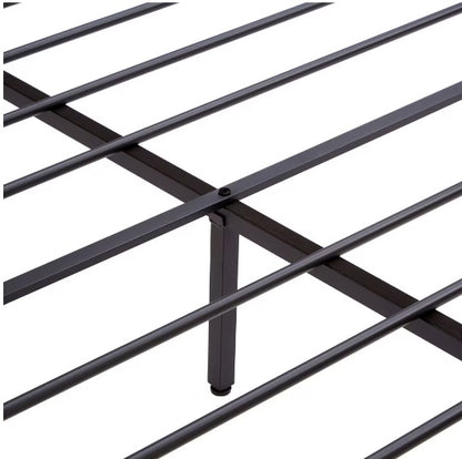 US Local Full Size Metal Platform Bed Frame With Wooden Headboard And Footboard With USB LINER