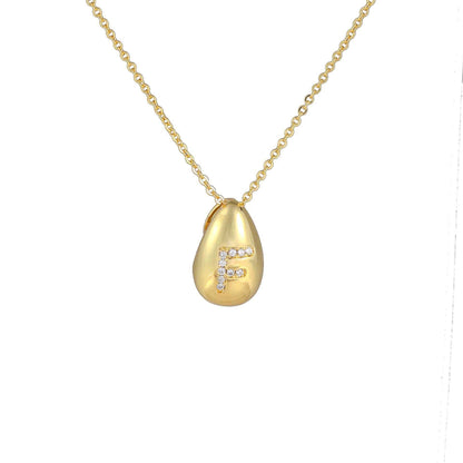 Glossy Water Drop 26 English Letter Pendant Copper-plated Gold Simple Pendant Female