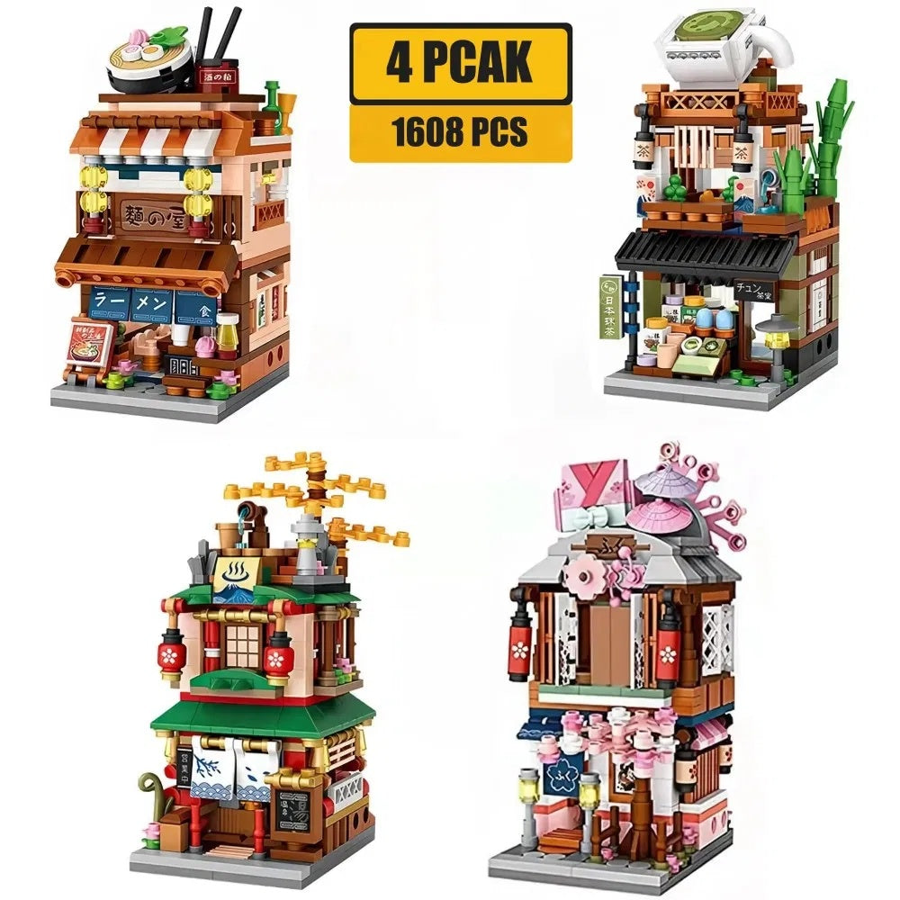 US Local 4 PACK Brick Building Set For Kids, 2969 PCS Building Blocks Kit Japanese Street Building Toy Set Gift For 6-15 Years Old Kid And Adult