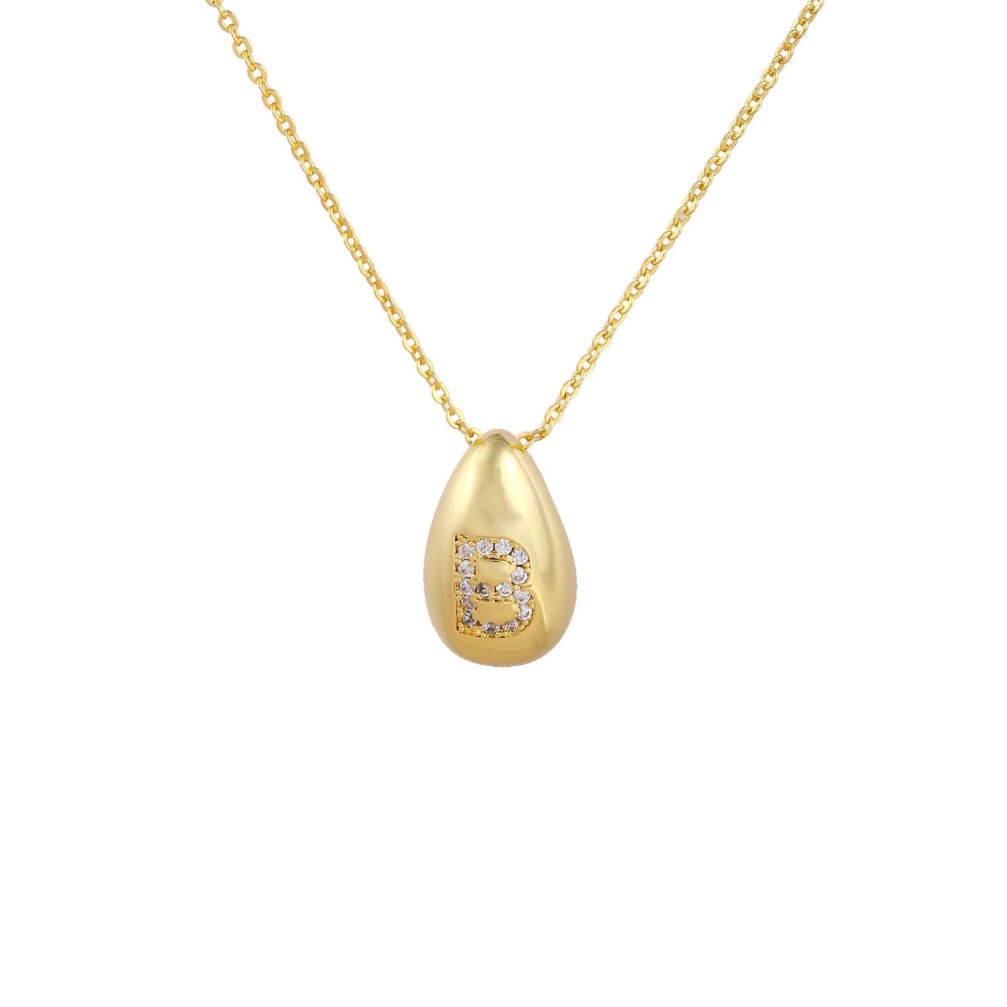 Glossy Water Drop 26 English Letter Pendant Copper-plated Gold Simple Pendant Female