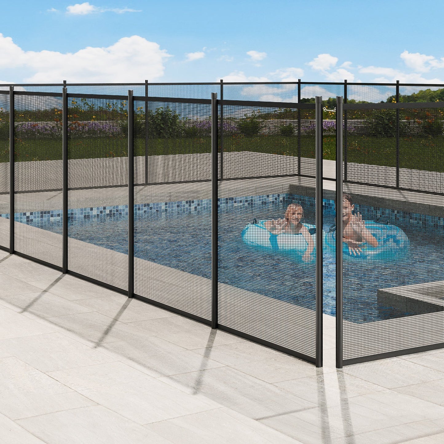US Local Pool Fence, 4 X 72 FT Pool Fences For Inground Pools, Removable Child Safety Pool Fencing, Easy DIY Installation Swimming Pool Fence, 340gms Teslin PVC Pool Fence Mesh Protects Kids And Pets