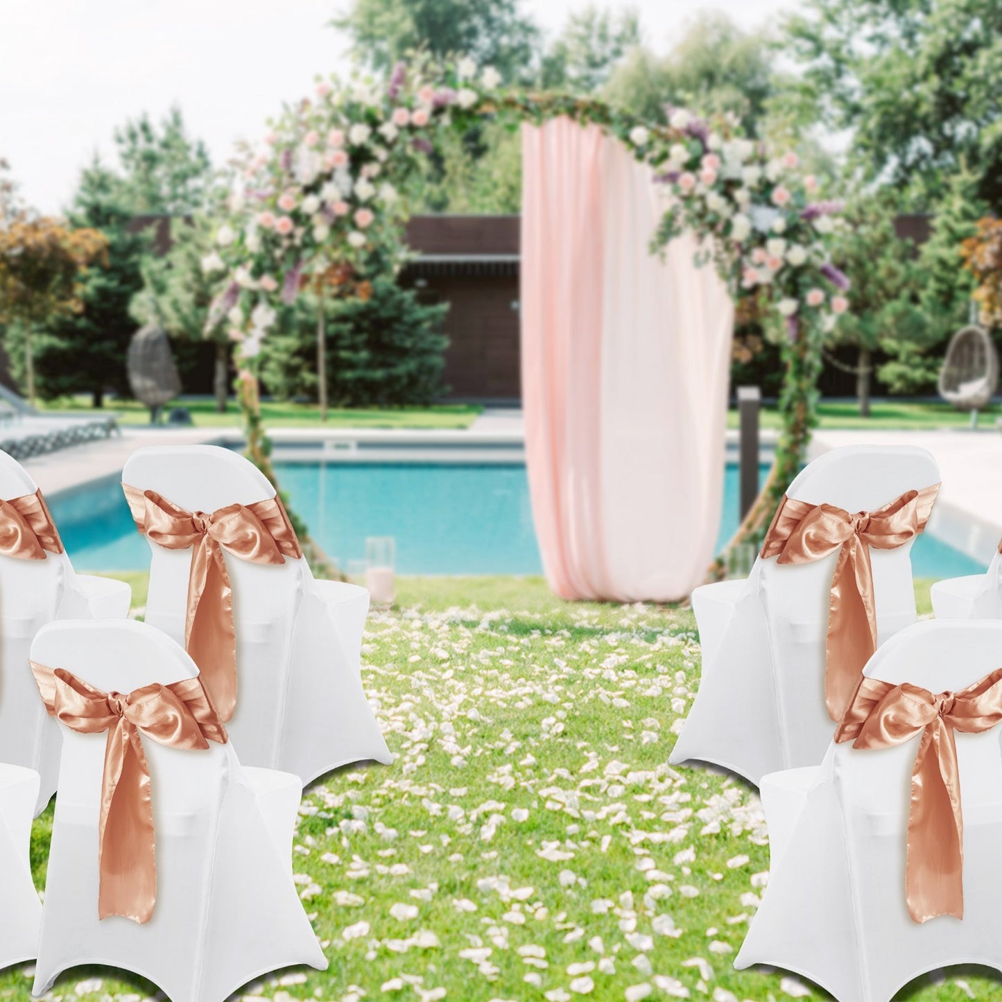 US Local VEVOR White Stretch Spandex Chair Covers - 12 PCS, Folding Kitchen Chairs Cover, Universal Washable Slipcovers Protector, Removable Chair Seat Covers, For Wedding Party Dining Room Banquet Event