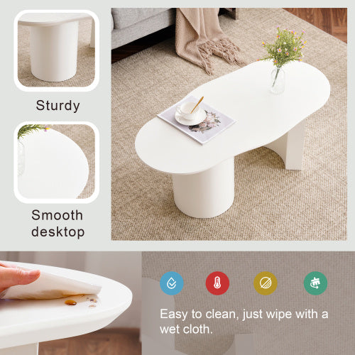 UK Local White Wooden Painted Coffee Table Abstract Cloud Shaped,Irregular White Coffee Table, Tea Table End Table, Modern Coffee Table, For Living Room Furniture, Easy Assembly