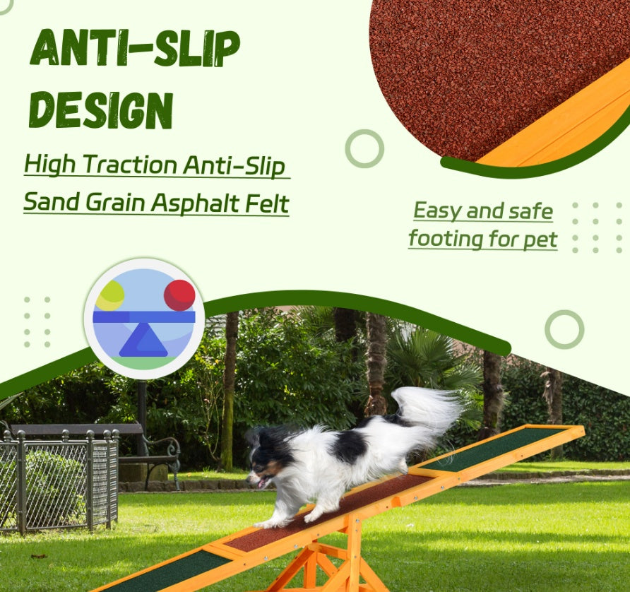 US Local Wooden Dog Agility Seesaw, Training And Exercise Equipment, Weather Resistant, 71  L, Natural