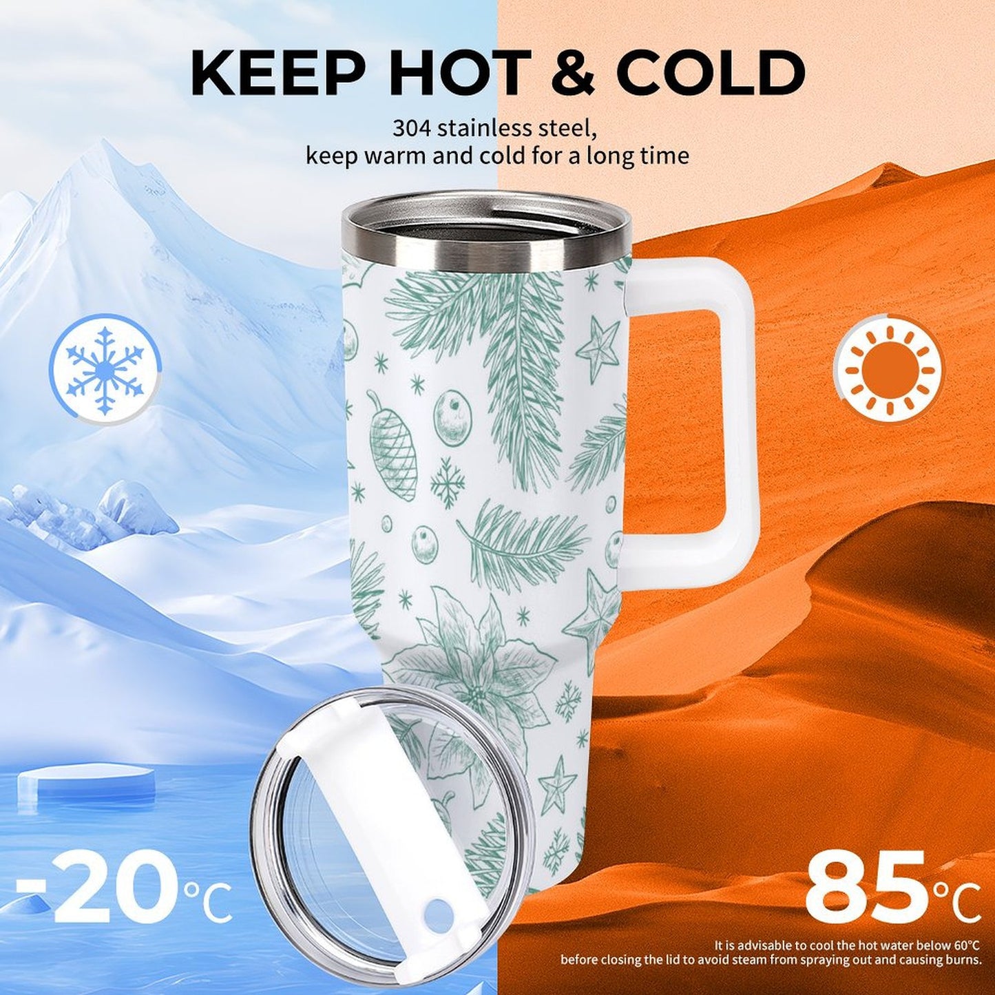 PHDT00283 POD US Local Tumbler 40 oz Large Capacity Car Cup Christmas Autumn Food