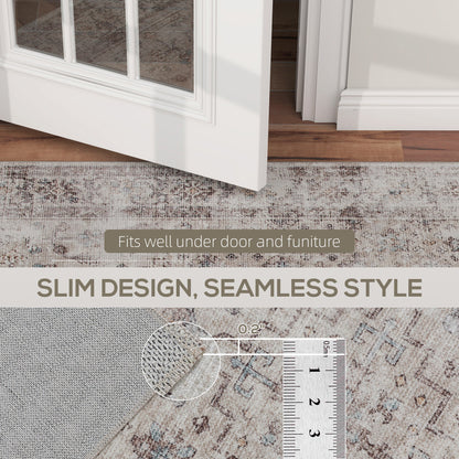 US Local Machine Washable Area Rug 5x7, Non-Slip Traditional Floor Carpet For Living Room, Bedroom, Light Mixed-Brown