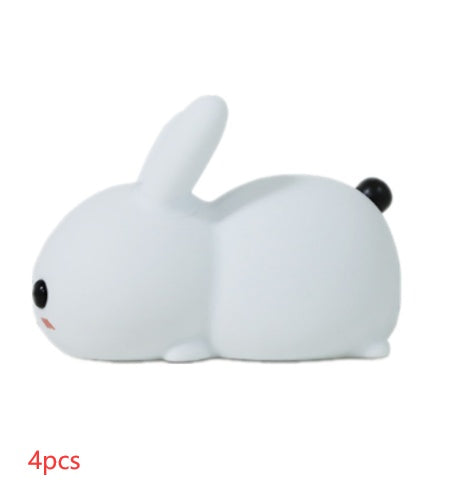 USA Local Colorful Rabbit Silicone Night Light Led Cute Charging Jade Rabbit Shooting Light