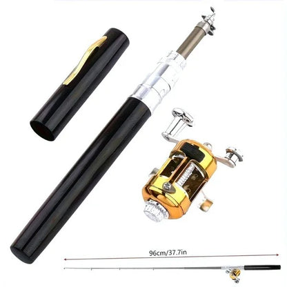 US Local 1Pcs Portable Pen Super Mini Fishing Rod Retractable Mini Ice Pocket Raft Rod Portable Gift.