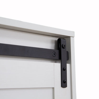 US Local Tall Bedroom Armoire Wardrobe Closet Clothing Storage Cabinet With Hanging Rod Barn Door Drawers Open Shelves