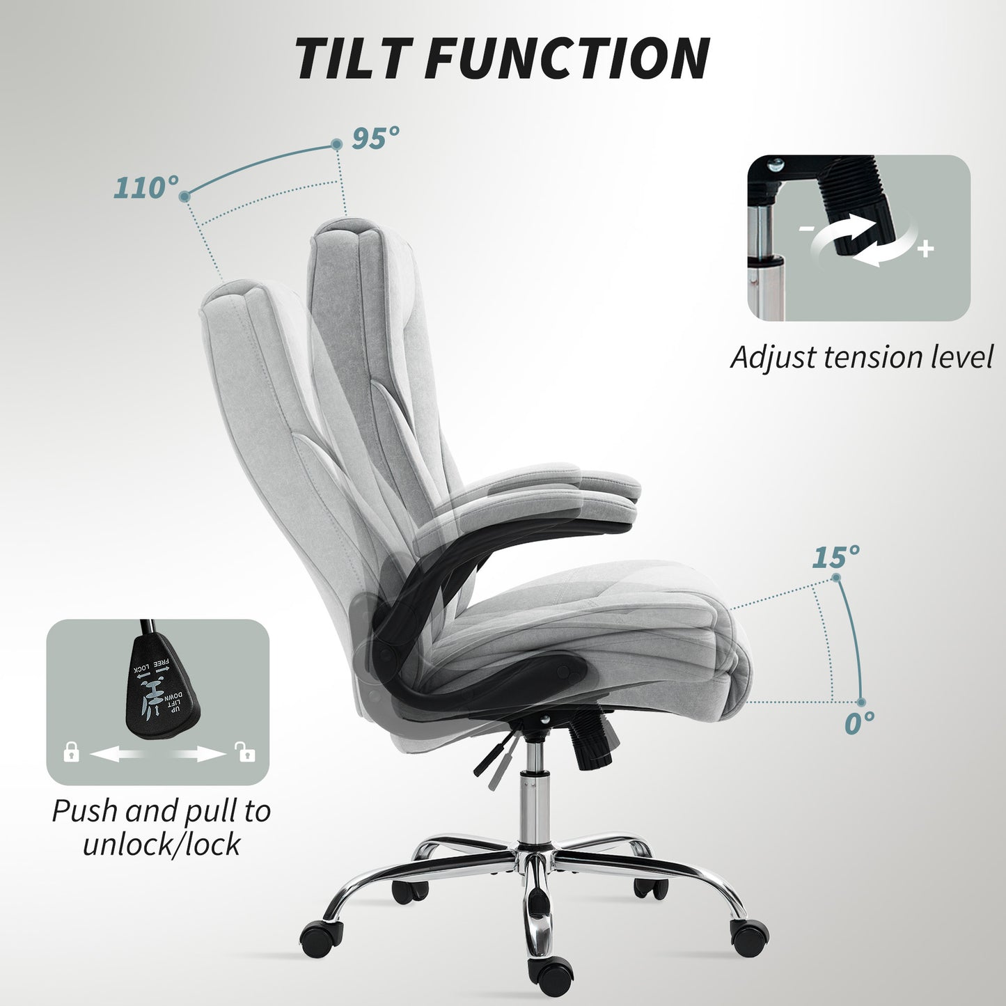 US Local Executive Office Chair, Desk Chair With Flip-up Armrest, Diamond Fabric Computer Chair For Home Office, Gray
