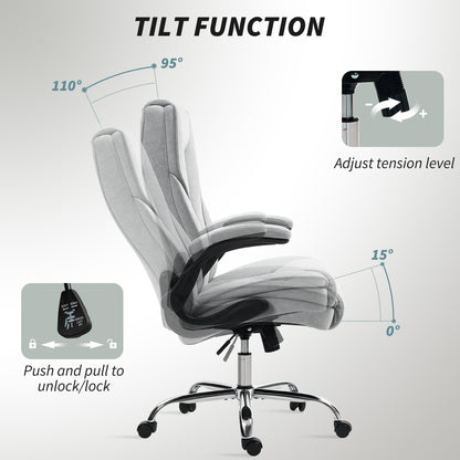 US Local Executive Office Chair, Desk Chair With Flip-up Armrest, Diamond Fabric Computer Chair For Home Office, Gray