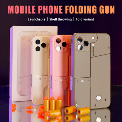 US Local Folding Pistol Bullet Automatic Shell Throwing Toy Creative Soft Bullet Toy Mobile Phone Appearance Gun Outdoor Interactive Kid Gift
