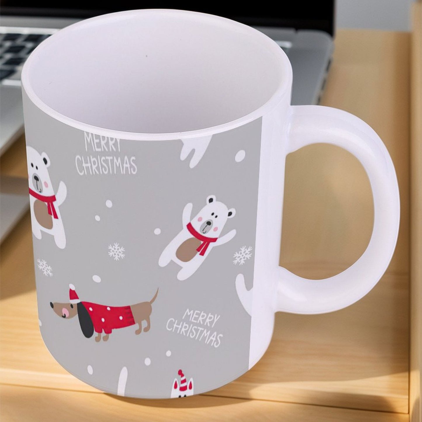 POD US Local White mug with full print, Christmas Pets 0103