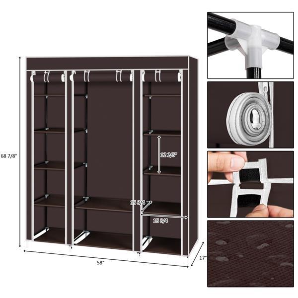 US Local Non Woven Wardrobe With 5 Layers And 12 Compartments