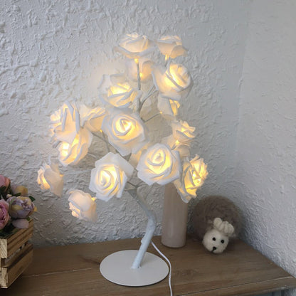 US Local Rose Flower Lamp USB Battery Operated LED Table Lamp Bonsai Tree Night Lights Garland Bedroom Decoration Lights Home Decor