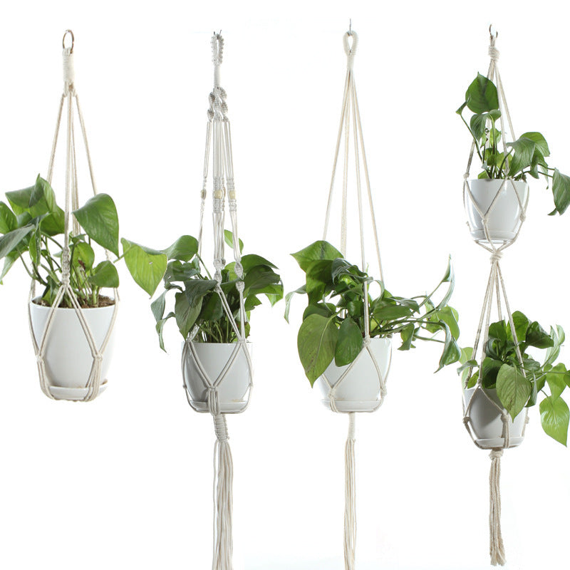 US Local Flower Pot Net Bag Beige Cotton Rope Indoor Plant Hanger Hanging Basket Sling