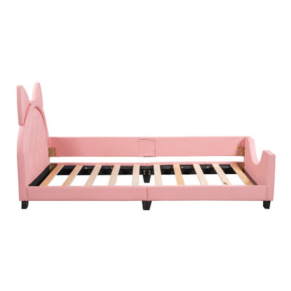 US Local Twin Size Upholstered Daybed With Carton Ears Shaped Headboard