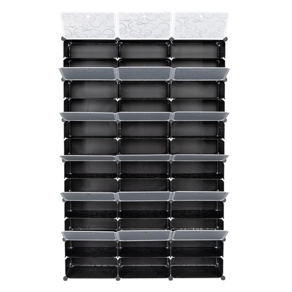 US Local 3 Rows, 12 Layers, 36 Compartments Plastic Shoe Box Storage Rack