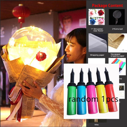 US Local LED Luminous Balloon Rose Bouquet Transparent Bobo Ball Rose