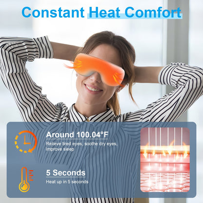 US Local 1 Pc Eye Massager With Heat Music Air Pressure Vibration Massage Rechargeable For Men Women Elders Wireless Eye Mask