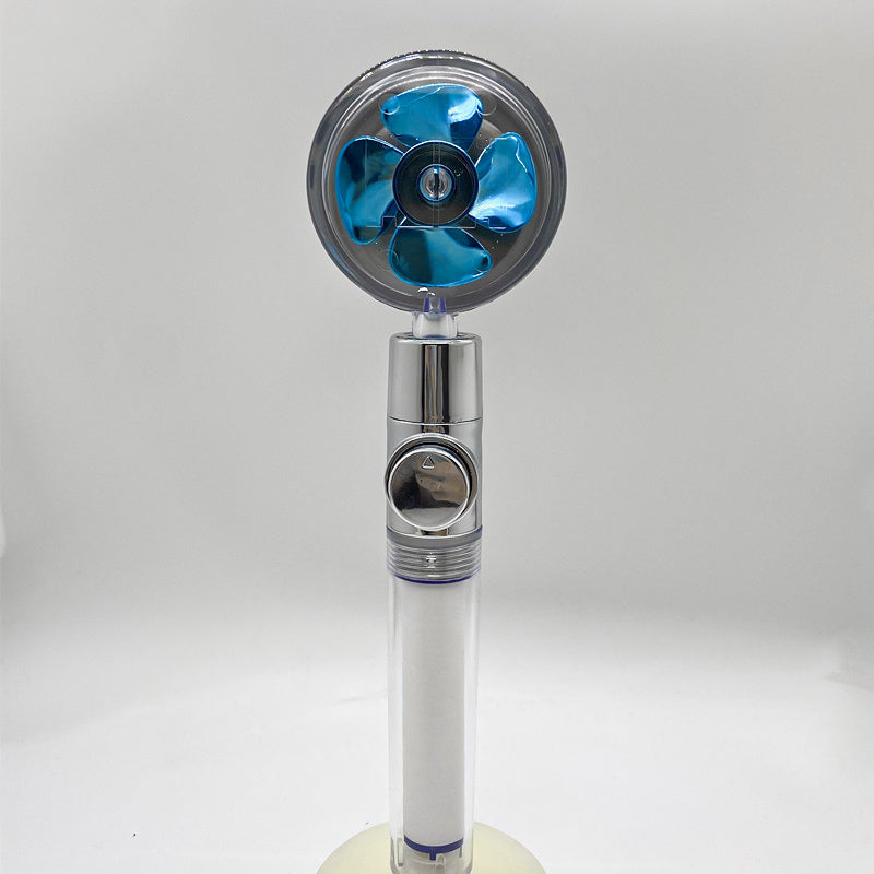US Local Shower Head Water Saving Flow 360 Degrees Rotating With Small Fan ABS Rain High Pressure Spray Nozzle Bathroom Accessories