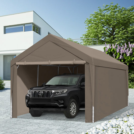 US Local Carport 10x20 Heavy Duty Portable Carport Garage Tent For Outdoor Storage Shelter Khaki