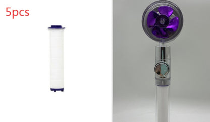 US Local Shower Head Water Saving Flow 360 Degrees Rotating With Small Fan ABS Rain High Pressure Spray Nozzle Bathroom Accessories