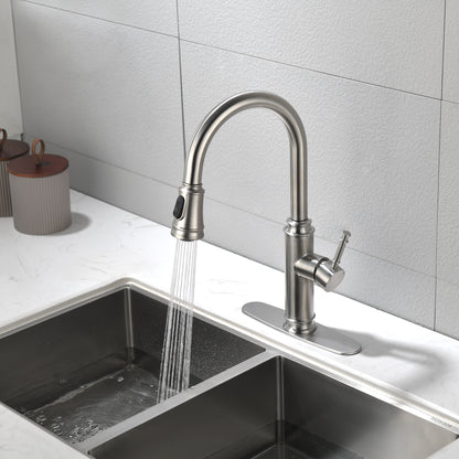 US Local Single Handle High  Pull Out Kitchen Faucet, Single-stage Stainless Steel Kitchen Sink Faucet, With Pull Down Spray