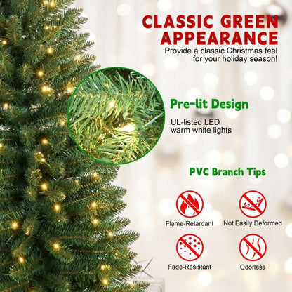 US Local PVC, Christmas Tree, Christmas Decorations, Green, With Lights
