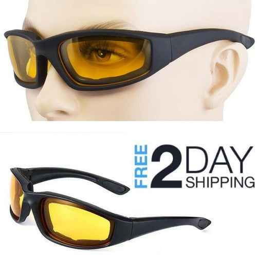 US Local Cycling Sunglasses Chopper Outdoor Sports Glasses For Men Wrap Around UV400 Protection For Fishing Night Driving Glasses Wind Resistant Yellow Lens