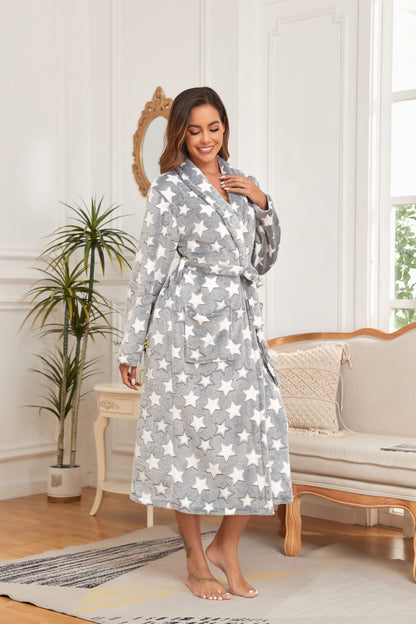 US Local Offset Star Collar Robe For Women In Grey---Logistics Usps