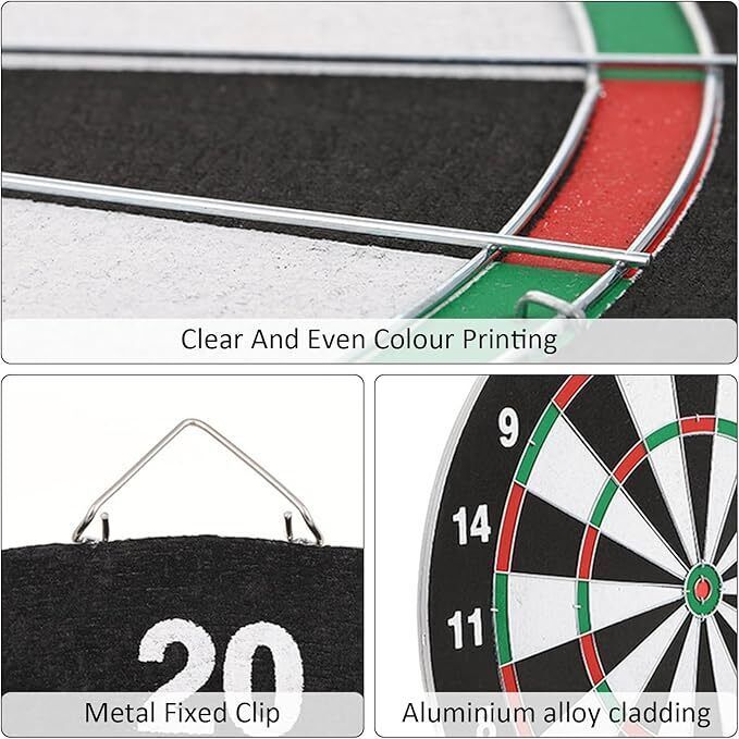 UK Local SIZE 17 DARTBOARD SET 6 DARTS FAMILY DART BOARD GAME ADULTS KIDS XMAS