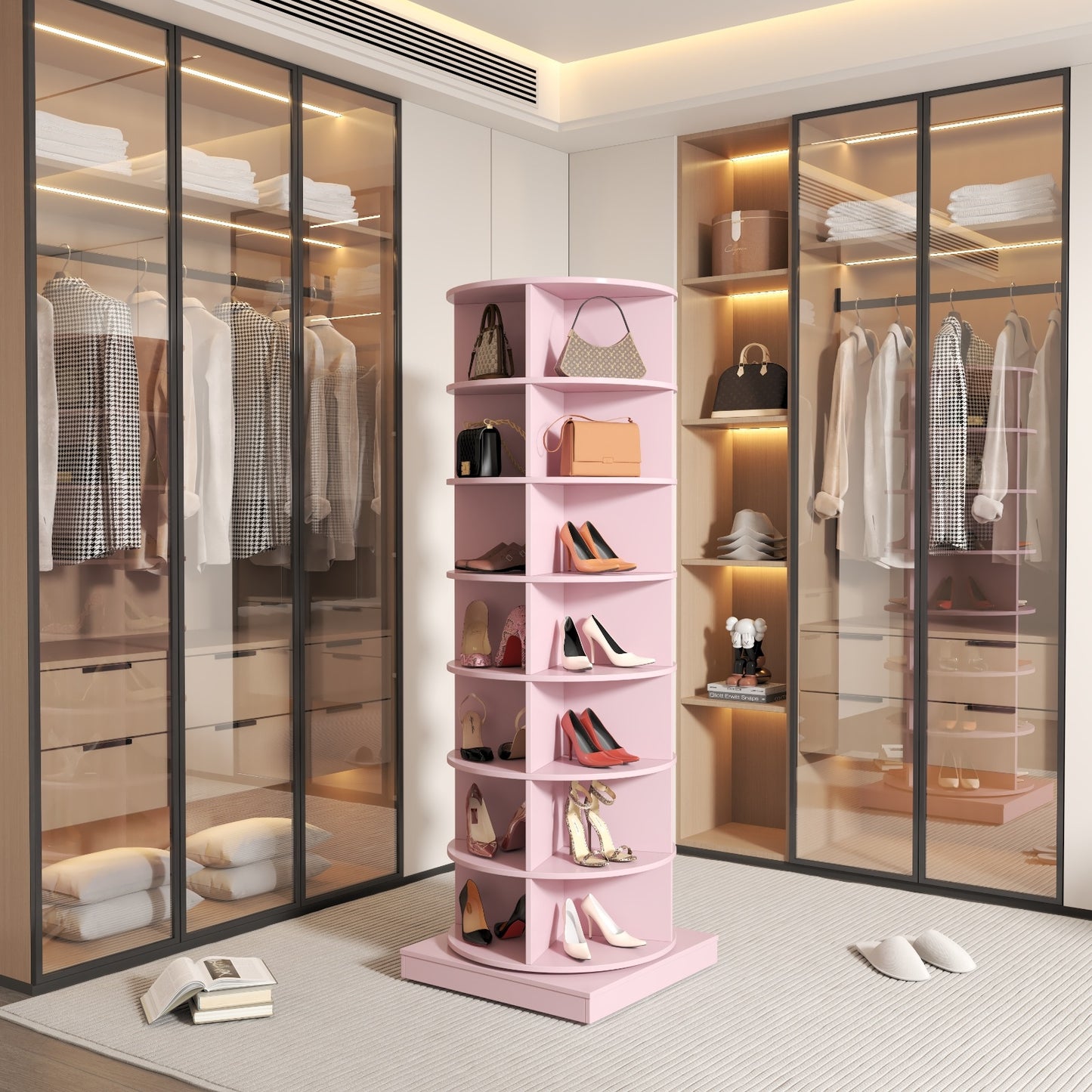 US Local New 360 Rotating Shoe Cabinet With 7 Layers Can Accommodate Up To 28 Paris Shoes