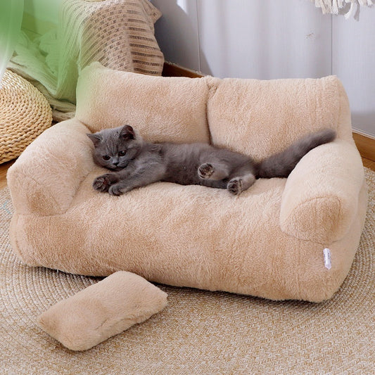 Luxury Cat Bed Sofa Winter Warm Nest Pet Small Medium Dogs Cats Comfortable Plush Puppy