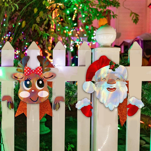 US Local Garden Custom Santa Claus Design Christmas Fence Decoration Set