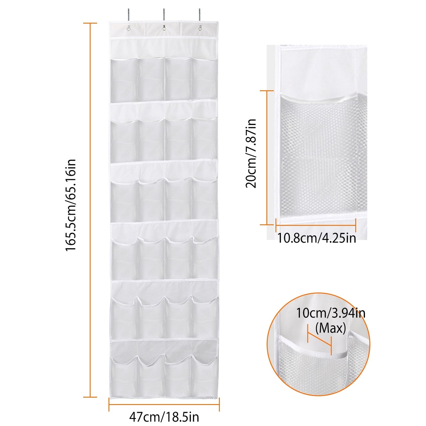 US Local Over The Door Shoes Rack 24-Pocket Crystal Clear Organizer 6-Layer Hanging Storage Shelf For Shoes Slippers Small Toys Closet Cabinet