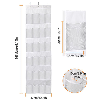 US Local Over The Door Shoes Rack 24-Pocket Crystal Clear Organizer 6-Layer Hanging Storage Shelf For Shoes Slippers Small Toys Closet Cabinet