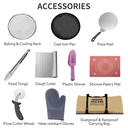 US Local Outdoor 12 Automatic Rotatable Wood Fired Pizza Oven, Stainless Steel Portable