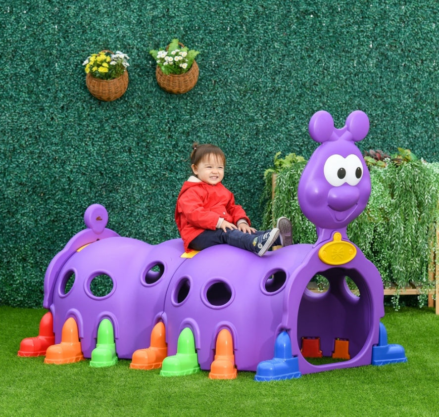 US Local 2 Sections Kids Climbing Tunnel For Indoor Outdoor Climb & Crawl Toy Play Structure For 3-6 Years Old Boys Girls, Purple