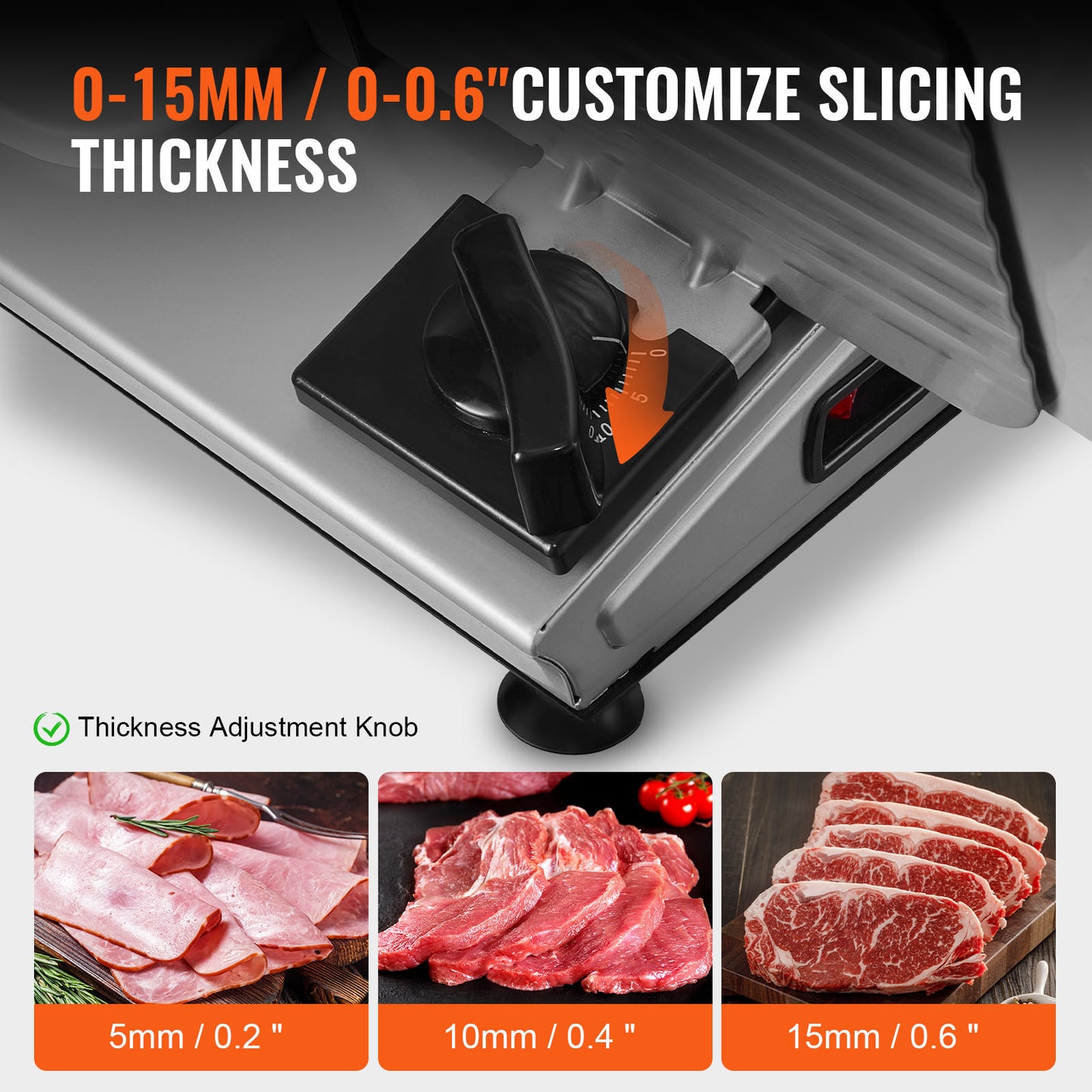 US Local VEVOR Meat Slicer, 180W Electric Deli Food Slicer With  SUS420 Stainless Steel Blade And Blade Guard,  Adjustable Thickness For Home Use, Easy To Clean, Cut Meat, Bread, Ham And Cheese