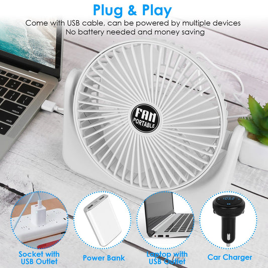 US Local 6.5in Desk Fan USB Powered 2 Speeds Table Cooling Fan Tilt Quiet Desktop Fan For Bedroom Office