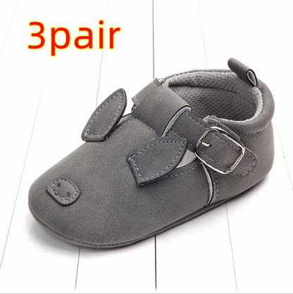 US Local Spring and autumn cartoon animal baby shoes matte leather non-slip soft bottom