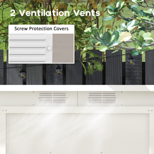 UK Local Outsunny Corrugated Garden Metal Storage Shed Outdoor Equipment Tool Box With Kit Ventilation Doors 9x 4FT Light Grey