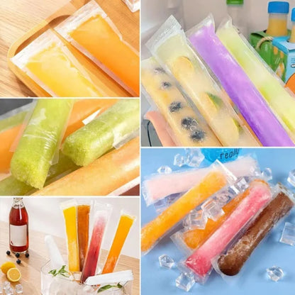 US Local 320 Pcs Disposable Beverage Packaging Bag Ice Popsicle Mold Bags With 2 Pcs Orange Funnels DIY Ice Lolly Bags BPA Free Freezer Tubes With Zip Seals For Summer Halloween Birthday Party